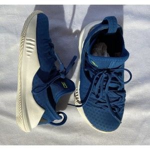 Under Armour Kids Curry 5 GS Basketball Shoes 3020741-401 Blue/White/Yellow